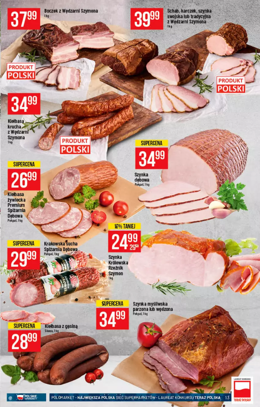 Gazetka promocyjna PoloMarket - Gazetka pomocyjna - ważna 08.12 do 14.12.2021 - strona 13 - produkty: Kiełbasa, Laur, Pekpol, Szynka, Tera