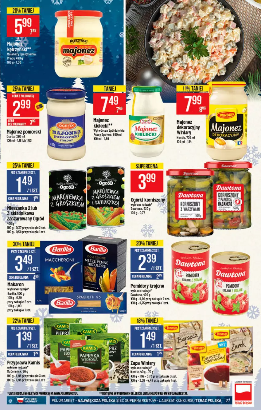 Gazetka promocyjna PoloMarket - Gazetka pomocyjna - ważna 08.12 do 14.12.2021 - strona 27 - produkty: Barilla, Dawtona, Kamis, LG, Majonez, Makaron, Ogród, Pomidory, Pomidory krojone, Warzywa, Zupa