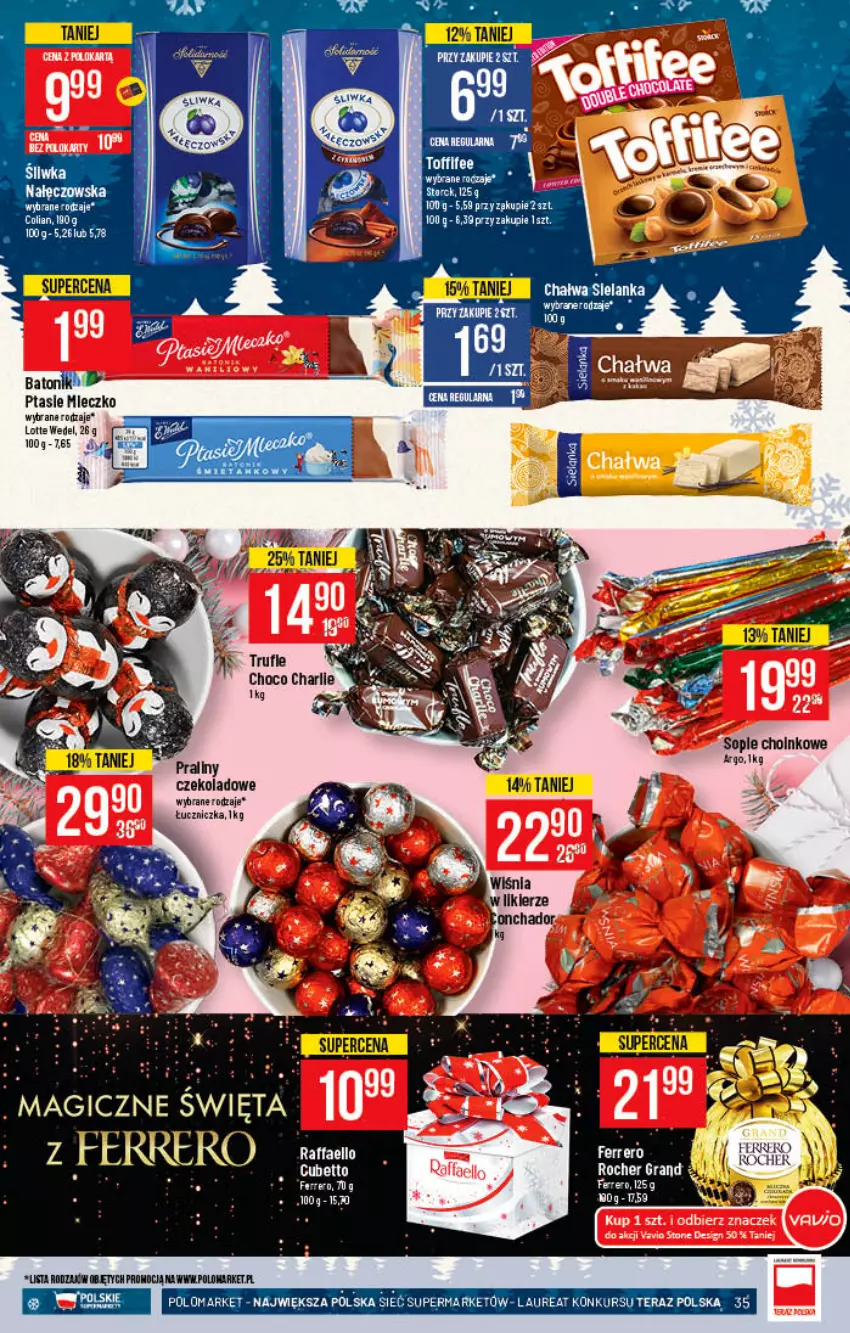 Gazetka promocyjna PoloMarket - Gazetka pomocyjna - ważna 08.12 do 14.12.2021 - strona 35 - produkty: Baton, Fa, Ferrero, Koc, Laur, Mleczko, Ptasie mleczko, Raffaello, Tera, Toffifee, Znicz