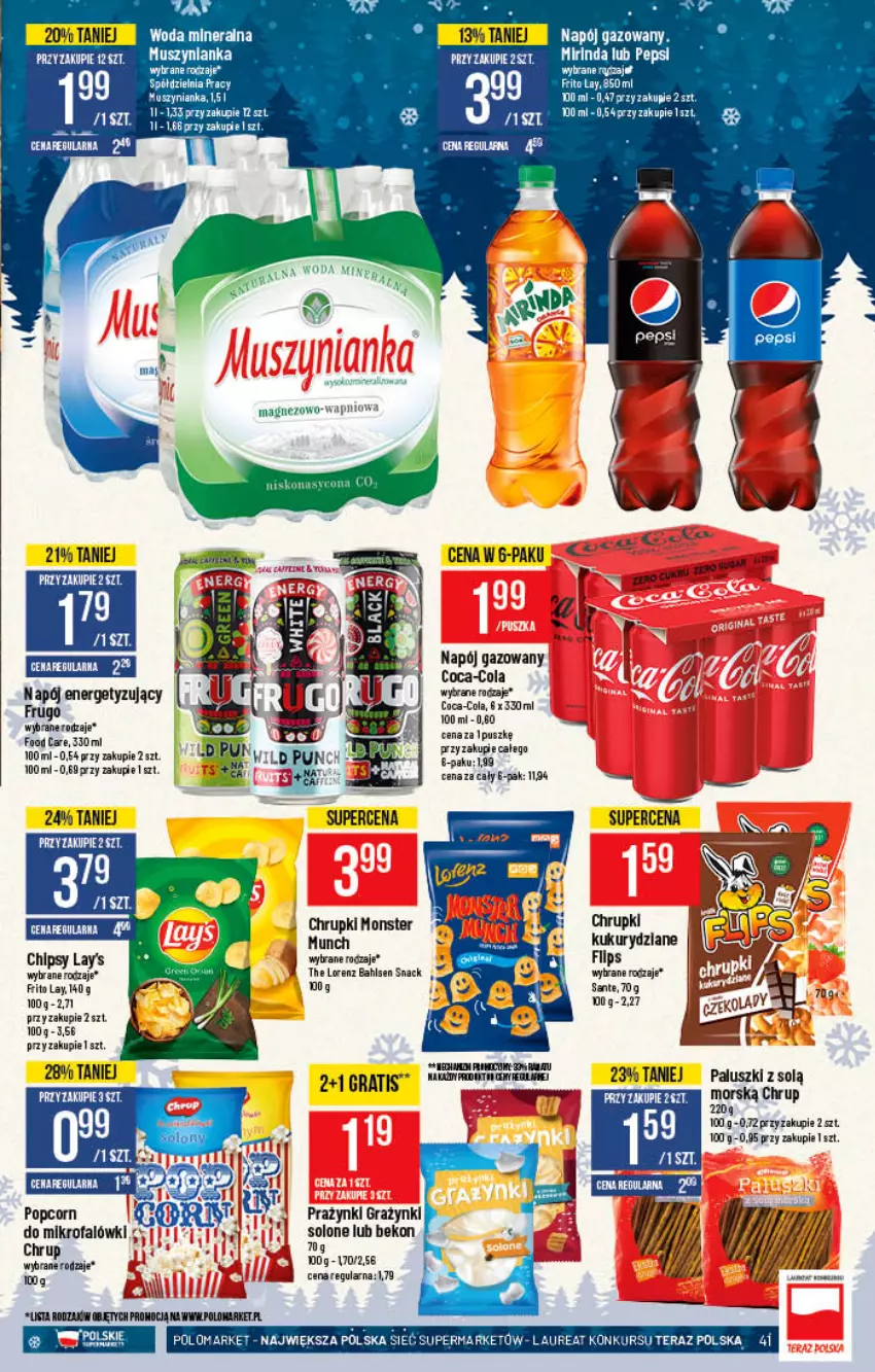 Gazetka promocyjna PoloMarket - Gazetka pomocyjna - ważna 08.12 do 14.12.2021 - strona 41 - produkty: Beko, Chipsy, Chrupki, Coca-Cola, Gra, Lorenz, Magnez, Mus, Muszynianka, Napój, Napój gazowany, Sante