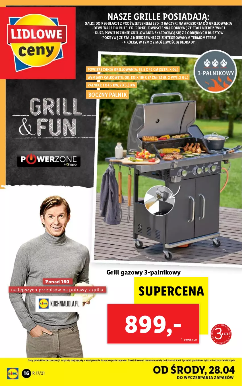 Gazetka promocyjna Lidl - GAZETKA - ważna 26.04 do 30.04.2021 - strona 16 - produkty: Grill, Grill gazowy, Haczyk, Otwieracz, Termometr