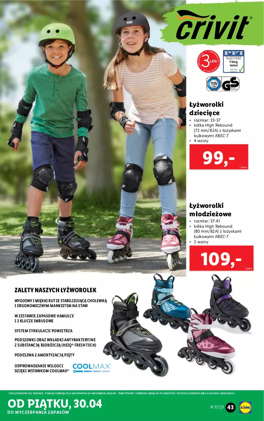 Gazetka promocyjna Lidl - GAZETKA - ważna 26.04 do 30.04.2021 - strona 45 - produkty: Dzieci, LG, Olma, Rolki, Wkładki