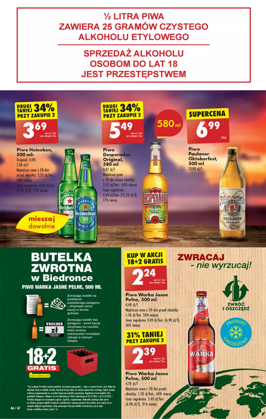 Gazetka promocyjna Biedronka - Od poniedzialku - ważna 28.08 do 02.09.2023 - strona 46 - produkty: Fa, Gin, Gra, Heineken, Piwo, Warka