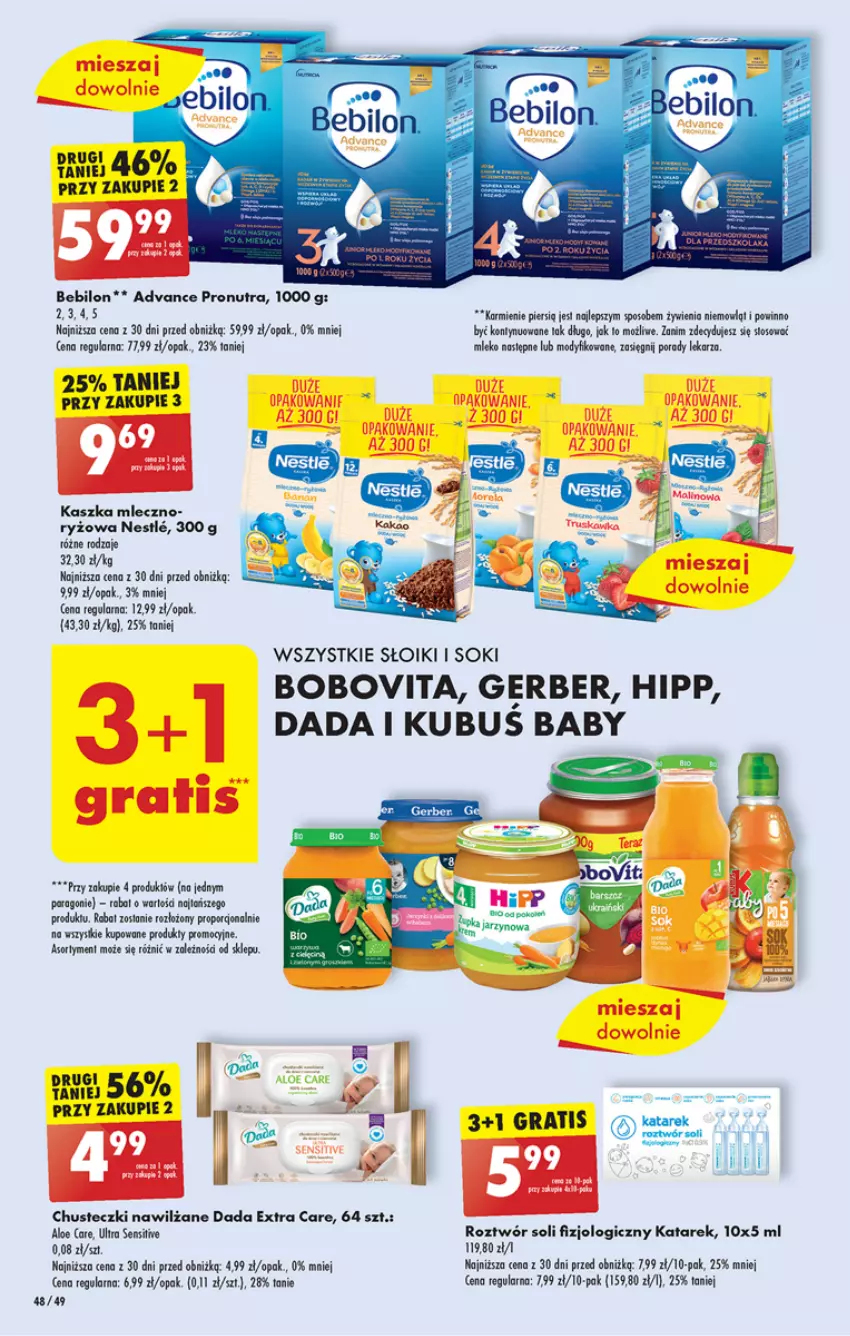 Gazetka promocyjna Biedronka - Od poniedzialku - ważna 28.08 do 02.09.2023 - strona 48 - produkty: BEBILON, BoboVita, Chusteczki, Chusteczki nawilzane, Dada, Gerber, Gra, HiPP, Kaki, Kubuś, Mleko, Por, Ryż, Ser, Sok, Wafle