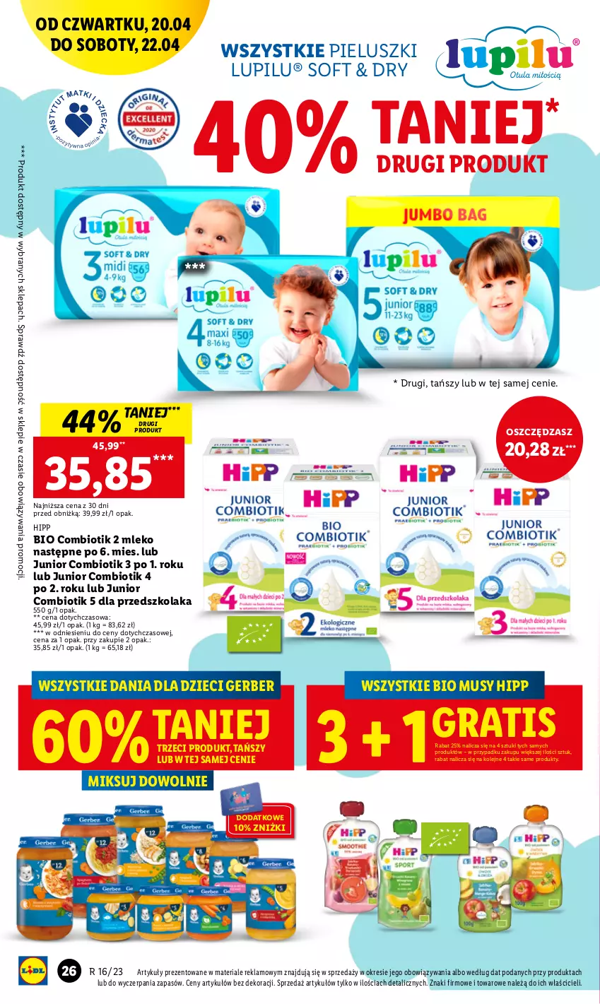 Gazetka promocyjna Lidl - GAZETKA - ważna 20.04 do 22.04.2023 - strona 34 - produkty: Dzieci, Gerber, Gra, HiPP, Hipp Bio, Mleko, Mus, O nas, Olej