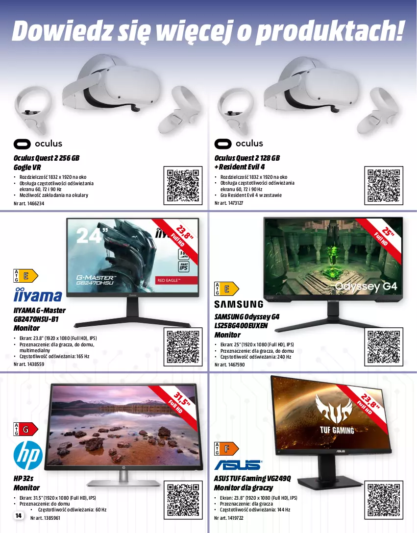 Gazetka promocyjna Media Markt - Gazetka Media Markt - ważna 01.04 do 30.04.2023 - strona 14 - produkty: Asus, Gra, HP, Iiyama, Monitor, Samsung