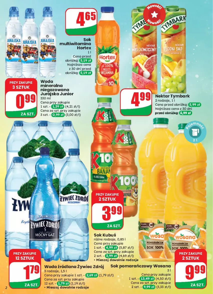 Gazetka promocyjna Dino - ważna 13.08 do 19.08.2025 - strona 12 - produkty: Hortex, Kubuś, LANA, Nektar, Sok, Sok pomarańczowy, Tymbark, Woda, Wosana