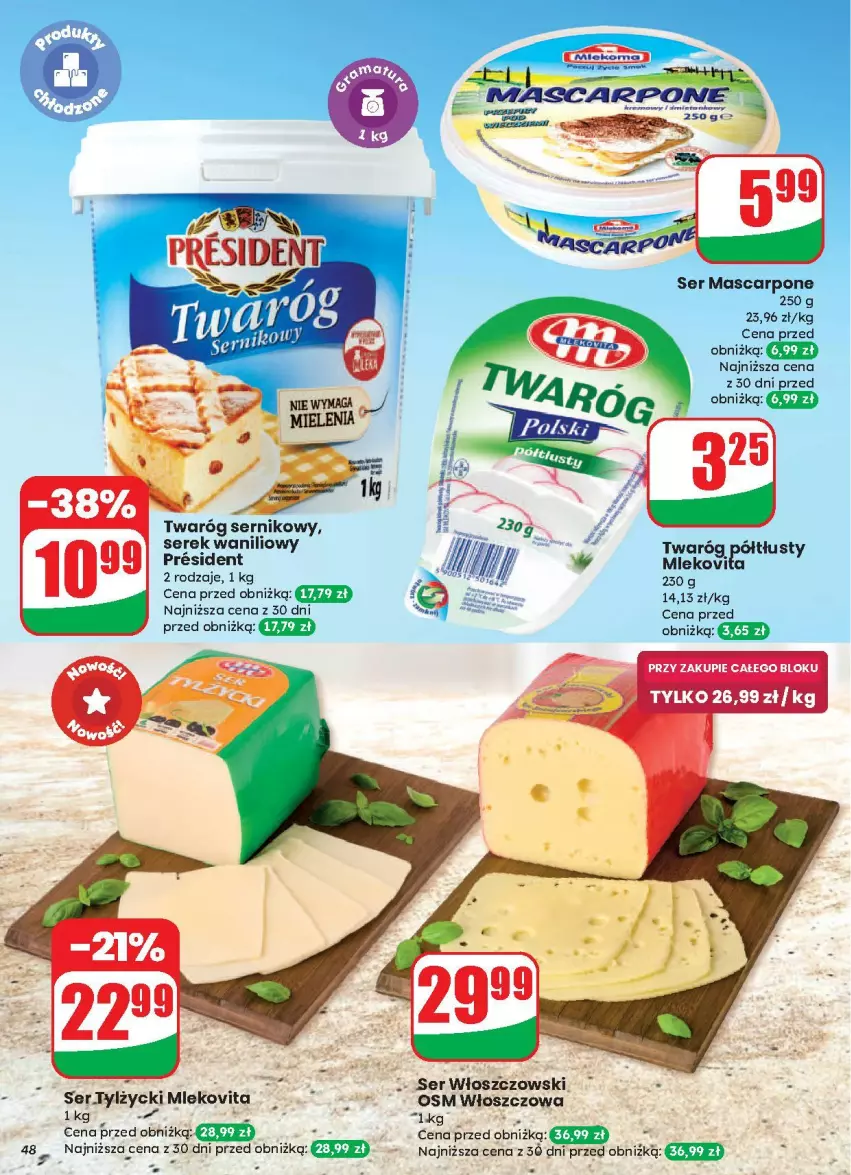 Gazetka promocyjna Dino - ważna 13.08 do 19.08.2025 - strona 43 - produkty: Mascarpone, Mleko, Mlekovita, Ser, Ser tylżycki, Serek, Twaróg, Twaróg półtłusty, Włoszczowski