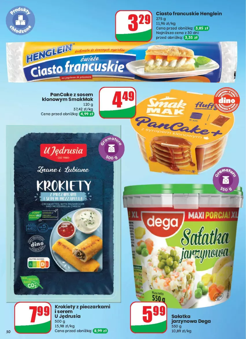 Gazetka promocyjna Dino - ważna 13.08 do 19.08.2025 - strona 46 - produkty: Ciasto francuskie, Dega, Krokiety, Mozzarella, Mus, Piec, Pieczarka, Sałat, Sałatka, Ser, Sos