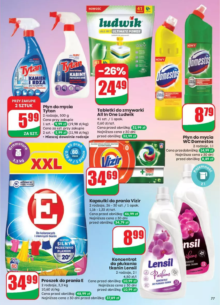 Gazetka promocyjna Dino - ważna 13.08 do 19.08.2025 - strona 75 - produkty: Domestos, Fa, Kapsułki do prania, Ludwik, Płyn do mycia, Tablet, Tabletki do zmywarki, Tytan, Vizir, Zmywarki