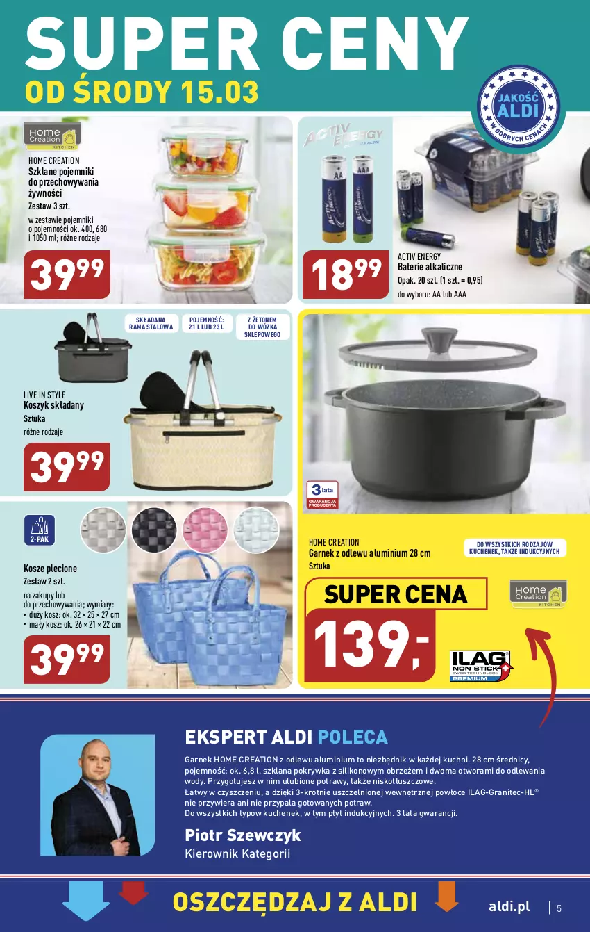 Gazetka promocyjna Aldi - COŚ na przyszły tydzień - ważna 15.03 do 18.03.2023 - strona 5 - produkty: Baterie alkaliczne, Garnek, Gra, Kosz, LANA, Pojemnik, Rama