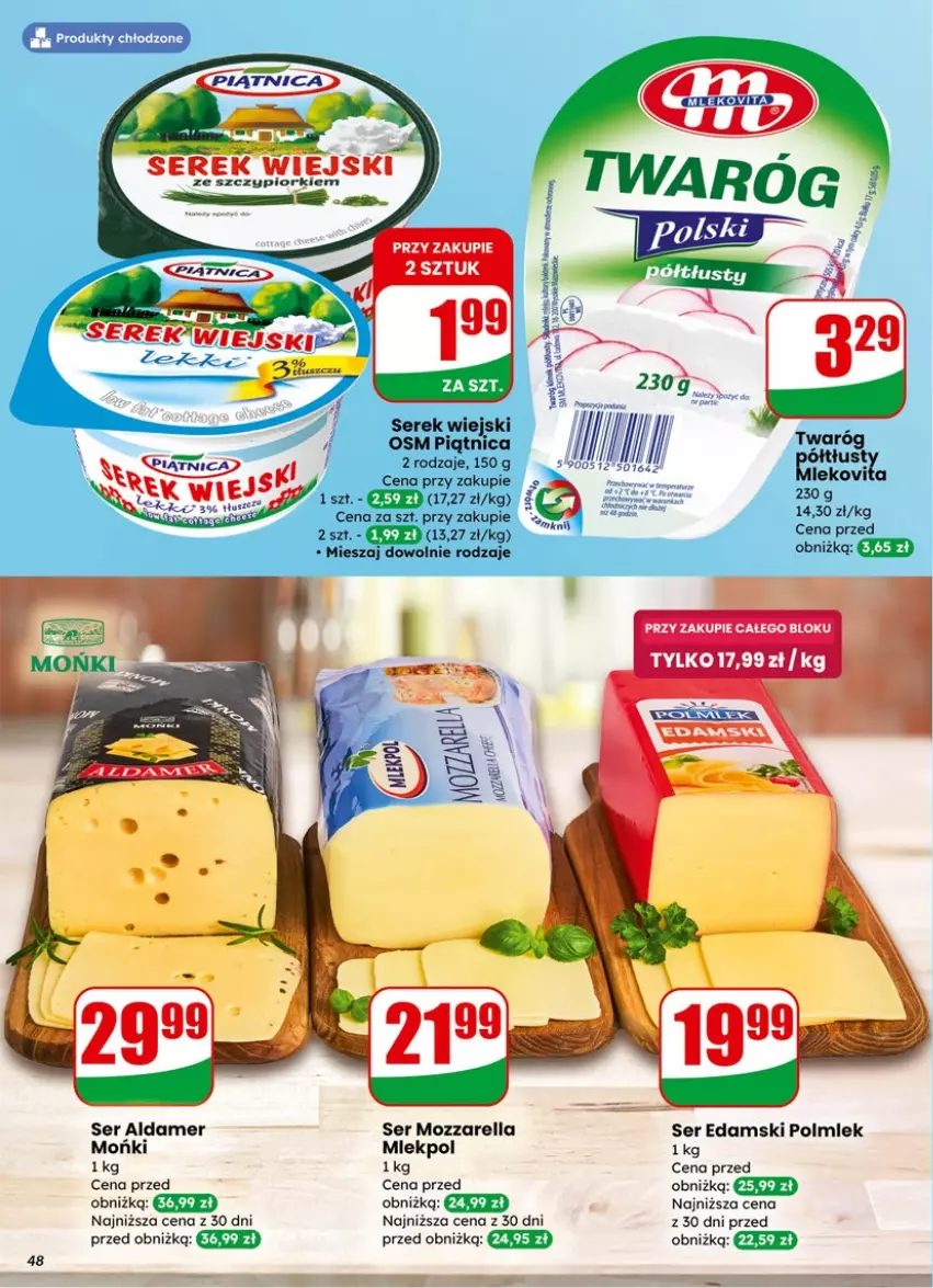 Gazetka promocyjna Dino - Gazetka 06 / 2026 - ważna 04.02 do 10.02.2026 - strona 48 - produkty: Edam, Mozzarella, Piątnica, Polmiek, Ser, Serek, Serek wiejski, Twaróg