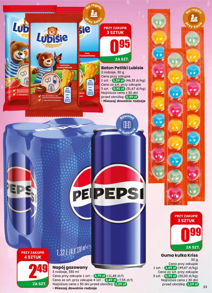 Gazetka promocyjna Dino - Gazetka 06 / 2026 - ważna 04.02 do 10.02.2026 - strona 53 - produkty: Baton, Lubisie, Napój, Napój gazowany