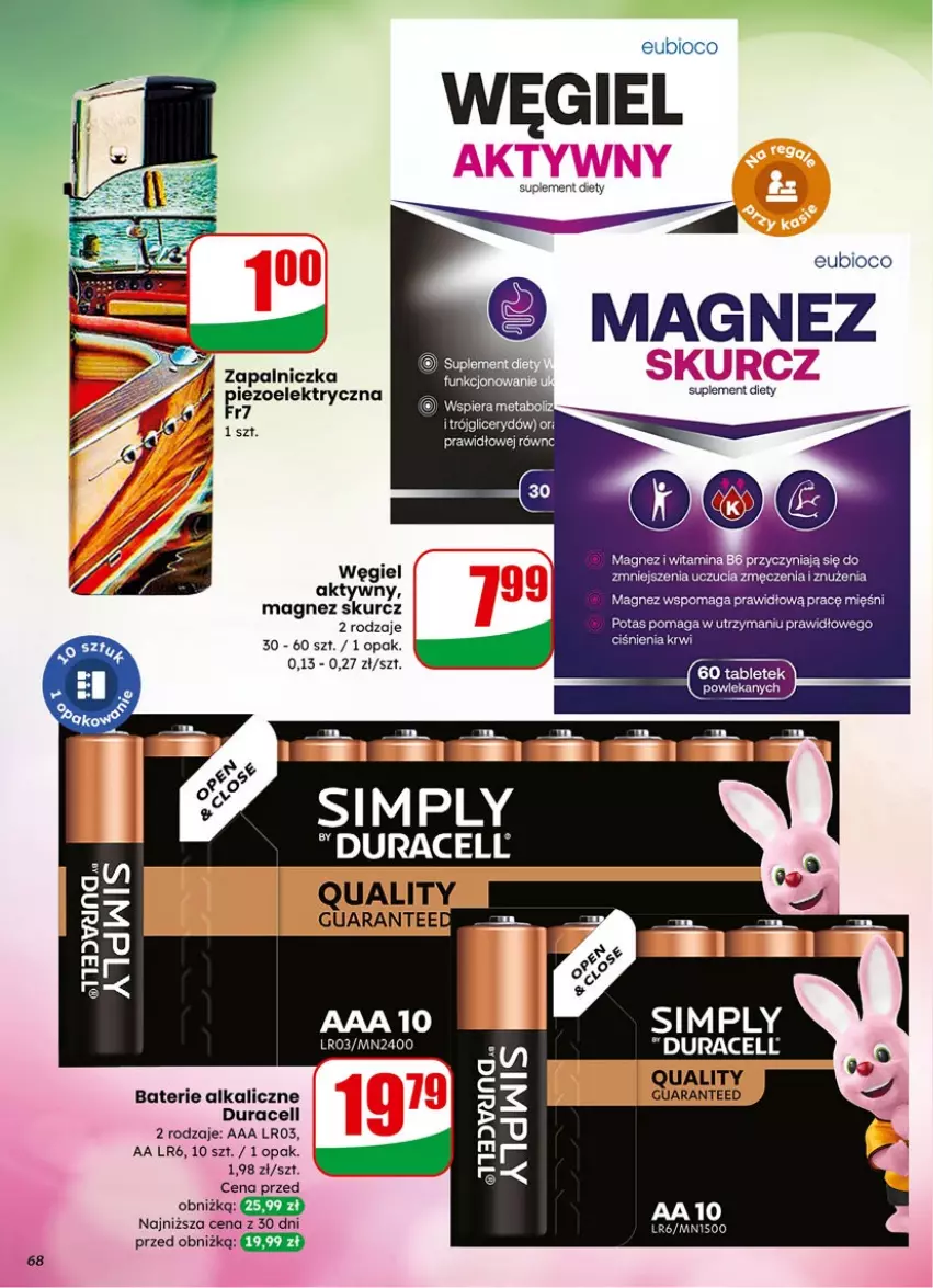 Gazetka promocyjna Dino - Gazetka 06 / 2026 - ważna 04.02 do 10.02.2026 - strona 68 - produkty: Baterie alkaliczne, Duracell, Magnez, Suplement diety, Zapalniczka