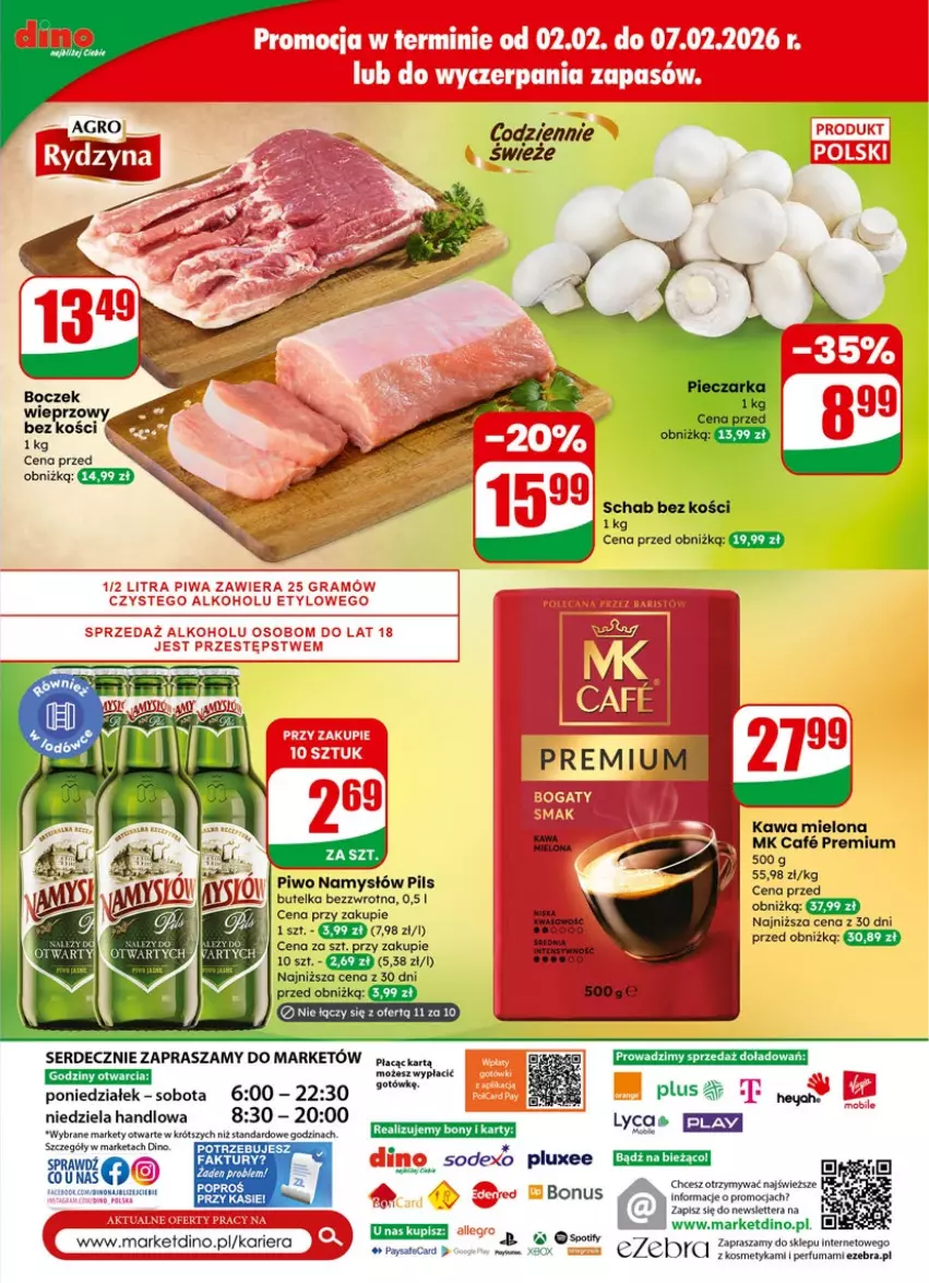 Gazetka promocyjna Dino - Gazetka 06 / 2026 - ważna 04.02 do 10.02.2026 - strona 73 - produkty: Fa, JBL, Kawa, Kawa mielona, Namysłów, Perfum, Piwo, Schab bez kości, Ser, Tera