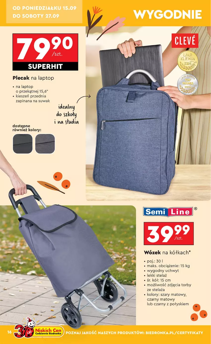 Gazetka promocyjna Biedronka - Okazje Tygodnia - ważna 15.09 do 27.09.2025 - strona 18 - produkty: Plecak, Top