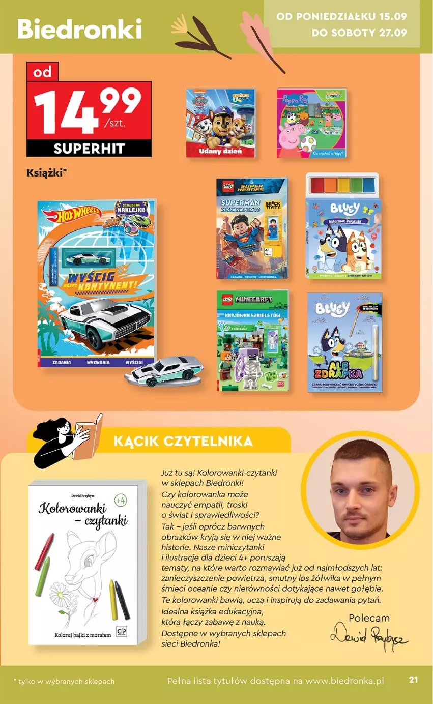Gazetka promocyjna Biedronka - Okazje Tygodnia - ważna 15.09 do 27.09.2025 - strona 23 - produkty: Dzieci, Kolorowanka, Książka, Obraz, Por