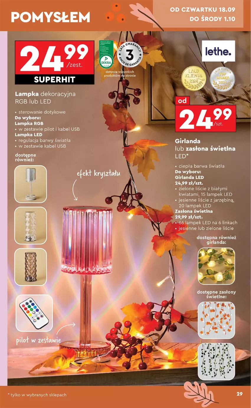 Gazetka promocyjna Biedronka - Okazje Tygodnia - ważna 15.09 do 27.09.2025 - strona 31 - produkty: Girlanda, Inka, Kabel USB, Zasłona