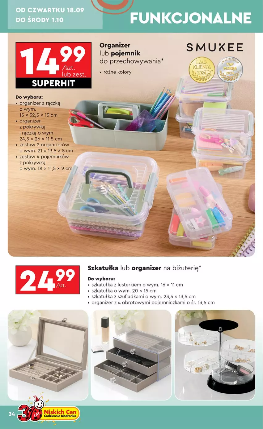 Gazetka promocyjna Biedronka - Okazje Tygodnia - ważna 15.09 do 27.09.2025 - strona 36 - produkty: Organizer, Pojemnik, Pojemnik do przechowywania, Szkatułka