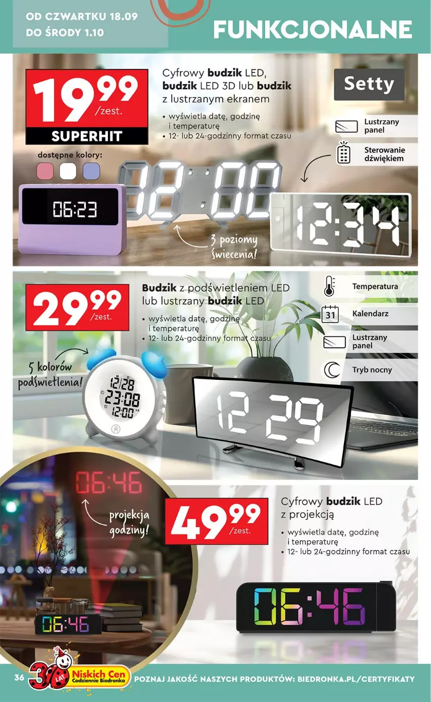 Gazetka promocyjna Biedronka - Okazje Tygodnia - ważna 15.09 do 27.09.2025 - strona 38 - produkty: Budzik, Kalendarz