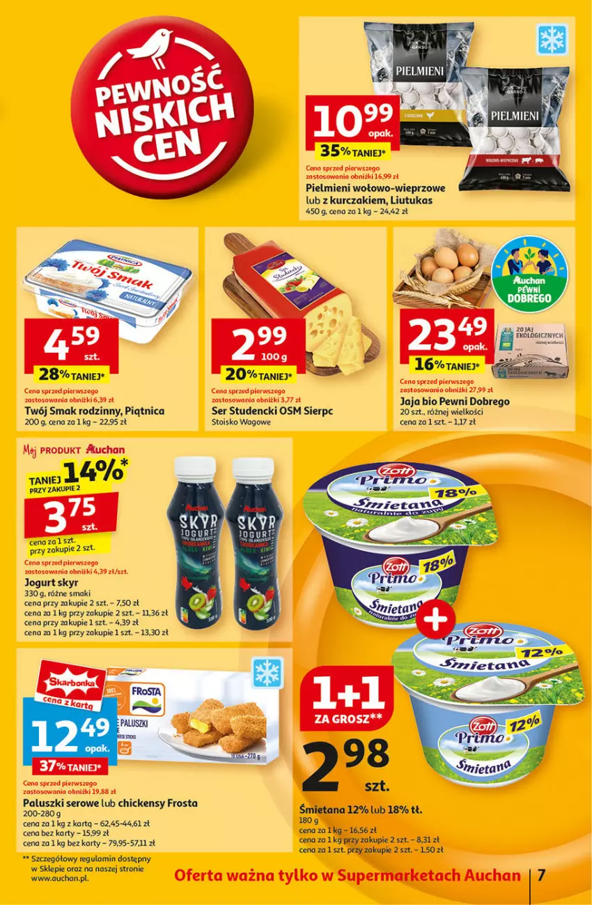 Gazetka promocyjna Auchan - Pewność Niskich Cen Supermarket - ważna 27.02 do 05.03.2025 - strona 9 - produkty: Frosta, Jaja, Jogurt, Kurczak, Piątnica, Ser, Twój Smak