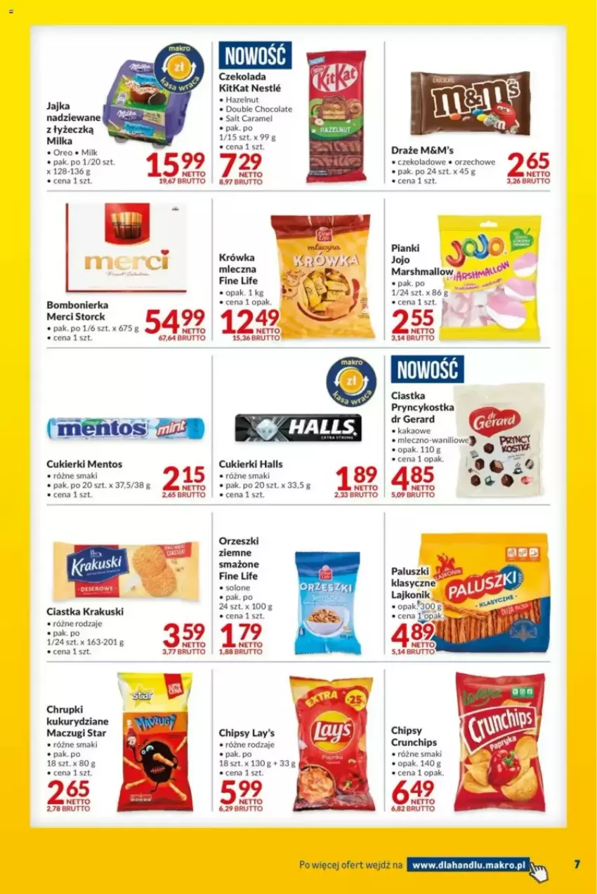 Gazetka promocyjna Makro - ważna 18.03 do 31.03.2025 - strona 10 - produkty: Acer, Chipsy, Chrupki, Ciastka, Crunchips, Cukier, Cukierki, Czekolada, Dr Gerard, Fa, Halls, Kakao, Krakus, Krakuski, Lajkonik, Mars, Mentos, Merci, Miecz, Oreo, Orzeszki, Orzeszki ziemne