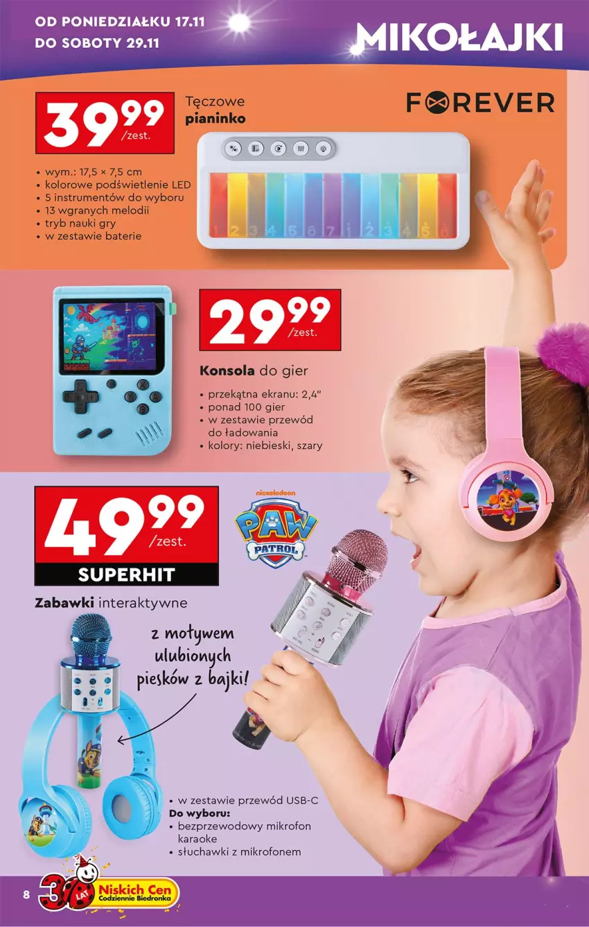 Gazetka promocyjna Biedronka - Okazje Tygodnia - ważna 15.11 do 29.11.2025 - strona 10 - produkty: Gra, Gry, Konsola, Mikrofon, Przewód, Rum, Słuchawki, Tera