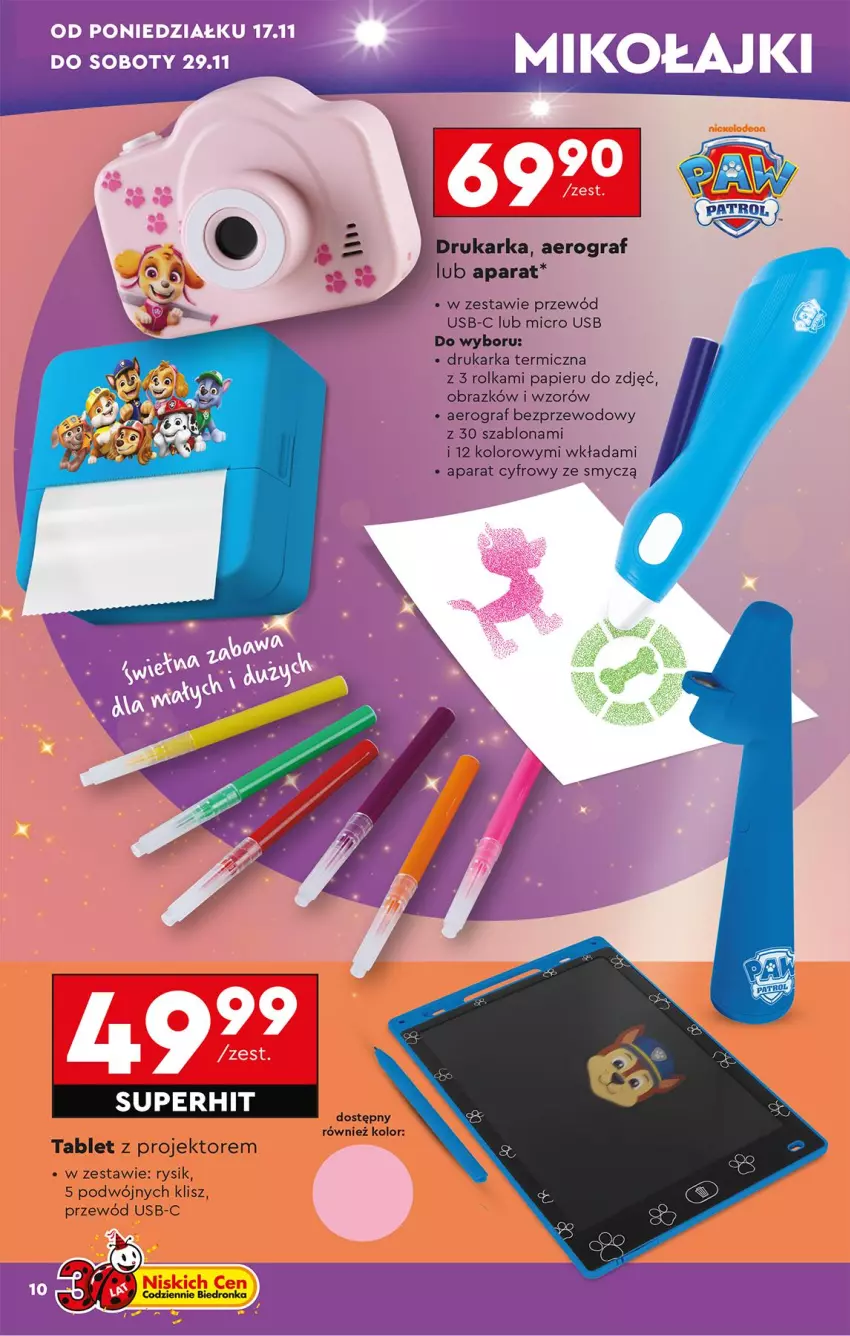 Gazetka promocyjna Biedronka - Okazje Tygodnia - ważna 15.11 do 29.11.2025 - strona 12 - produkty: Aparat cyfrowy, Drukarka, Gra, Obraz, Papier, Przewód, Smycz, Tablet