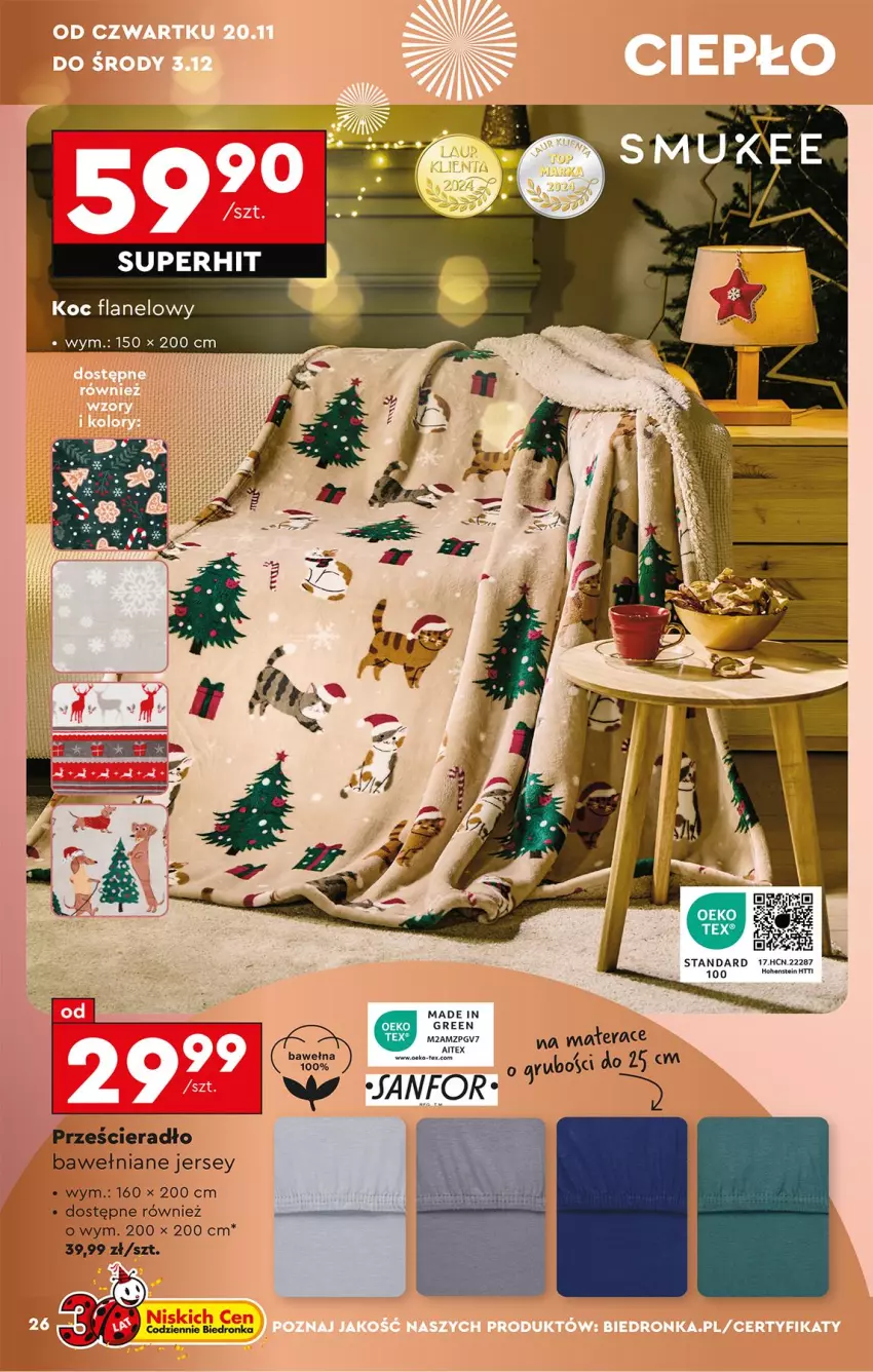 Gazetka promocyjna Biedronka - Okazje Tygodnia - ważna 15.11 do 29.11.2025 - strona 28 - produkty: Koc, Prześcieradło