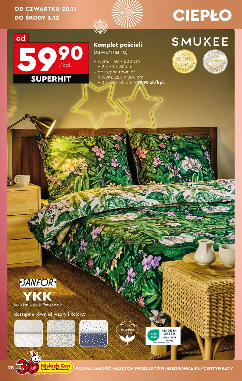 Gazetka promocyjna Biedronka - Okazje Tygodnia - ważna 15.11 do 29.11.2025 - strona 30 - produkty: Komplet pościeli, Pościel