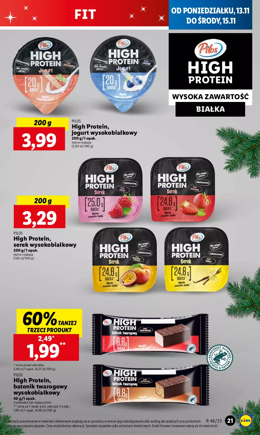 Gazetka promocyjna Lidl - GAZETKA - ważna 13.11 do 15.11.2023 - strona 37 - produkty: Baton, Batonik twarogowy, Cappuccino, Jogurt, Pilos, Ser, Serek, Sok, Tonik