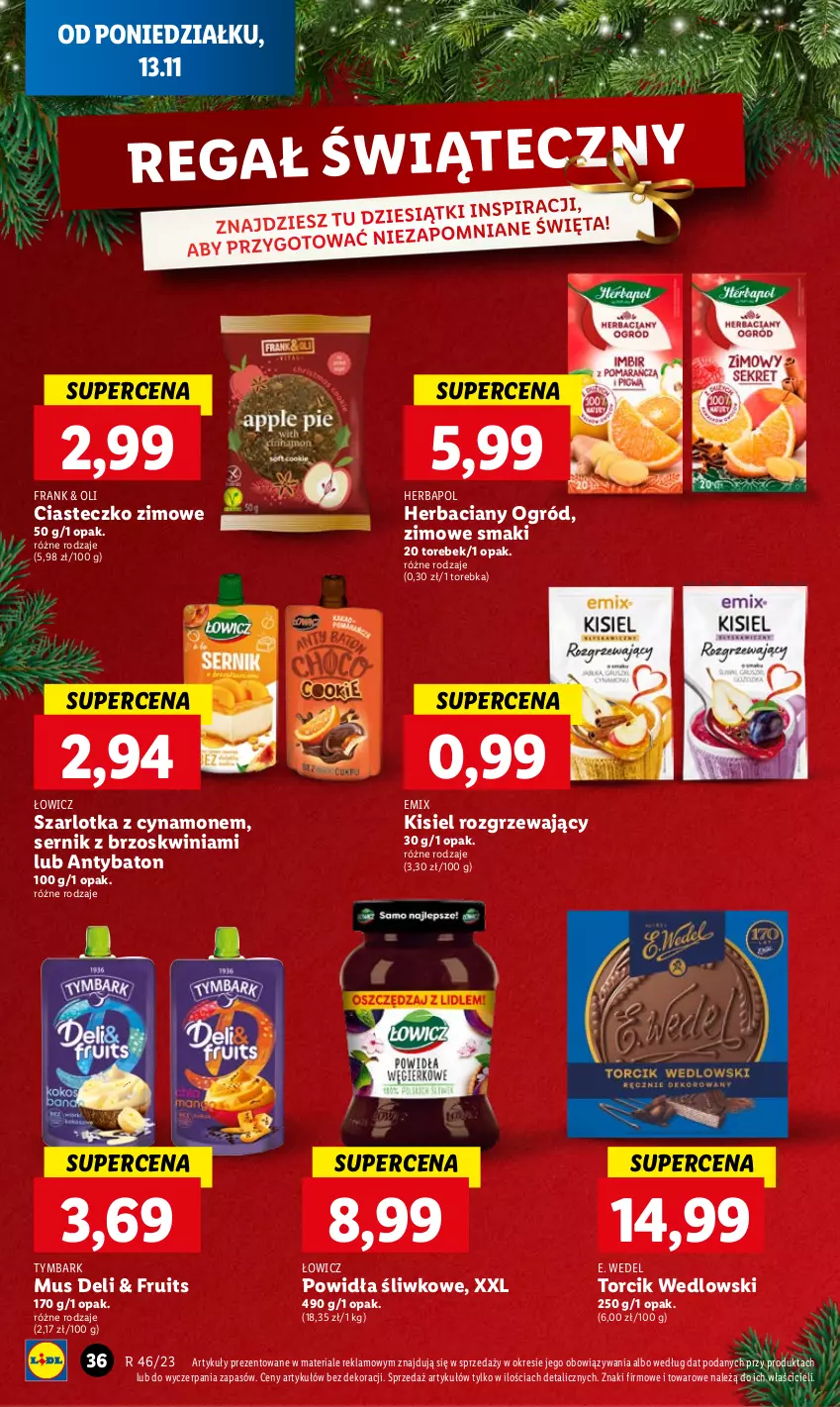 Gazetka promocyjna Lidl - GAZETKA - ważna 13.11 do 15.11.2023 - strona 52 - produkty: Baton, E. Wedel, Herbapol, Kisiel, Mus, Ogród, Regał, Ser, Szarlotka, Torebka, Tymbark