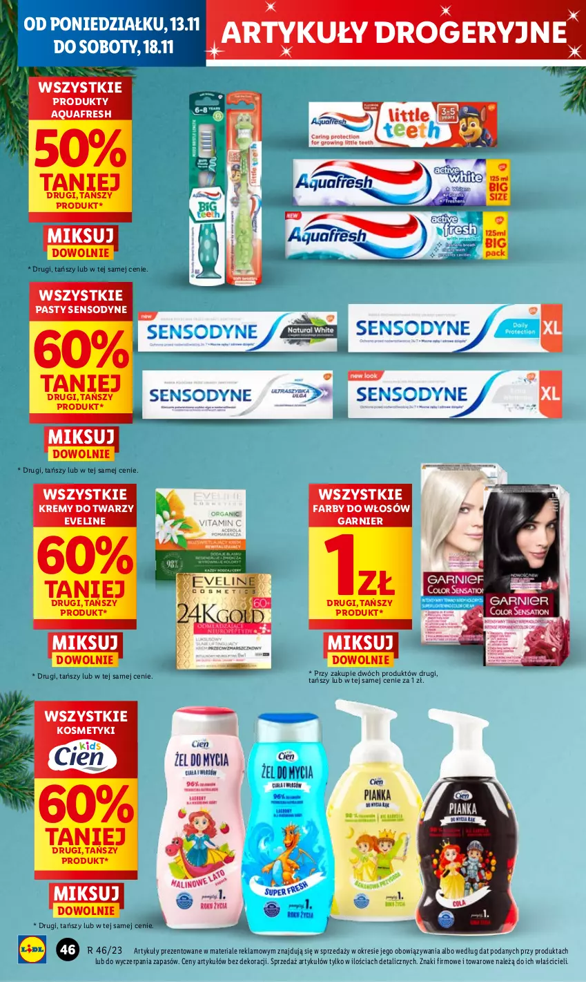 Gazetka promocyjna Lidl - GAZETKA - ważna 13.11 do 15.11.2023 - strona 62 - produkty: Aquafresh, Eveline, Fa, Garnier, Sensodyne