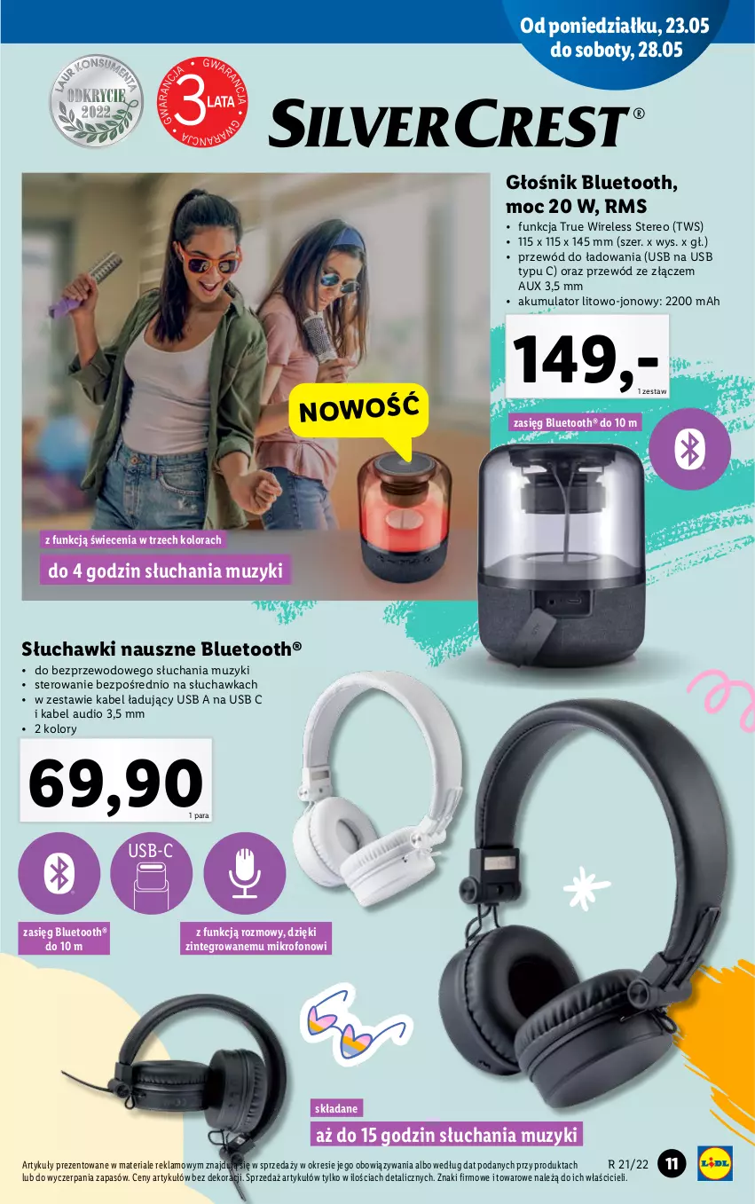 Gazetka promocyjna Lidl - GAZETKA - ważna 23.05 do 28.05.2022 - strona 13 - produkty: Akumulator, Głośnik, Głośnik bluetooth, Mikrofon, Przewód, Słuchawki