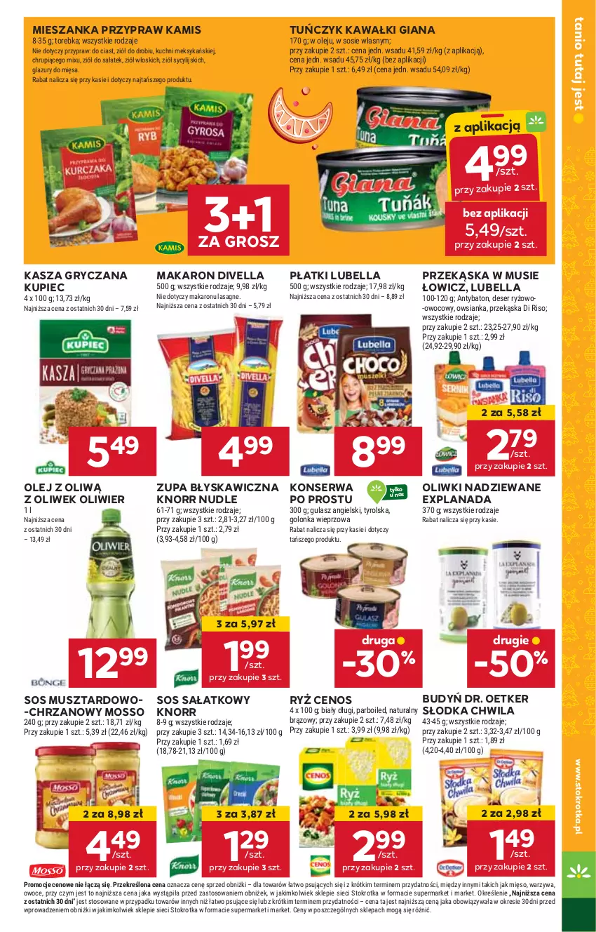 Gazetka promocyjna Stokrotka - Supermarket Opole/Radom - ważna 28.11 do 04.12.2024 - strona 27 - produkty: Bell, Bella, Budyń, Cenos, Chrzan, Dr. Oetker, Gry, HP, Kamis, Kasza, Kasza gryczana, Kawa, Knorr, Kupiec, LANA, Lubella, Makaron, Mus, Olej, Oliwki, Piec, Ryż, Sałat, Ser, Słodka Chwila, Sos, Tuńczyk, Zupa