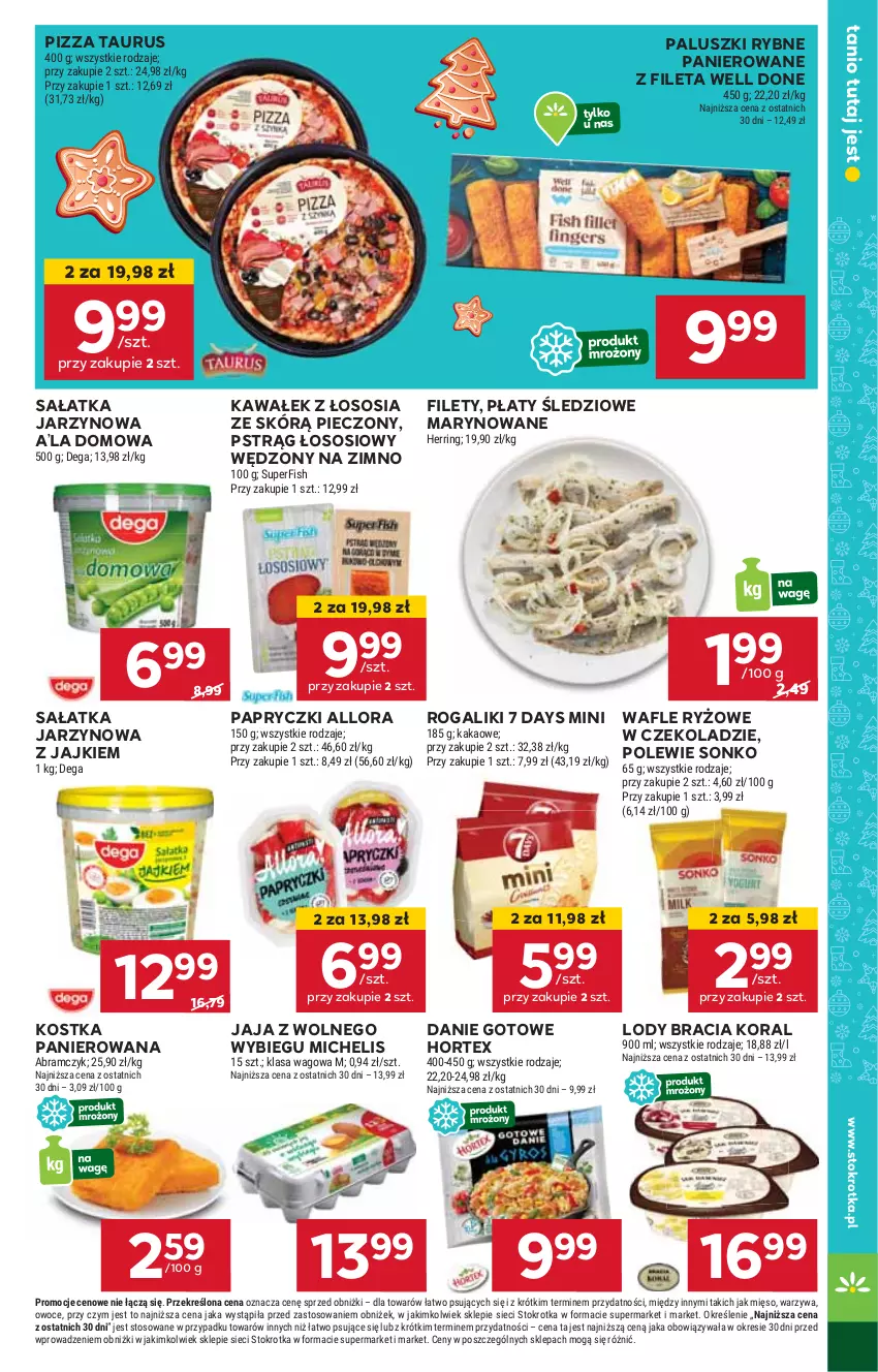 Gazetka promocyjna Stokrotka - Supermarket Opole/Radom - ważna 28.11 do 04.12.2024 - strona 35 - produkty: 7 Days, Danie gotowe, Hortex, HP, Jaja, Jaja z wolnego wybiegu, Kawa, Lody, Paluszki rybne, Piec, Pizza, Płaty śledziowe, Pstrąg, Pstrąg łososiowy, Rogal, Ryż, Sałat, Sałatka, Sonko, Sos, Wafle, Wałek