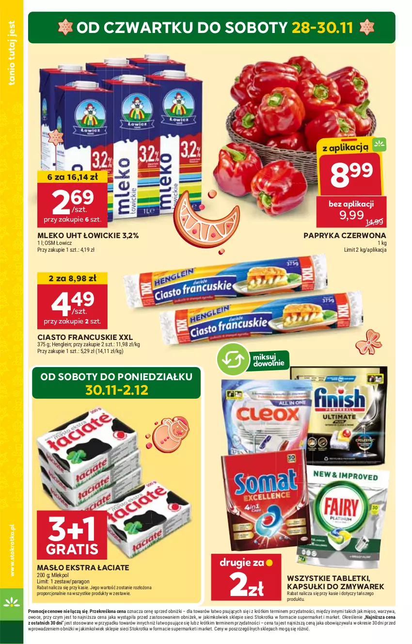 Gazetka promocyjna Stokrotka - Supermarket Opole/Radom - ważna 28.11 do 04.12.2024 - strona 4 - produkty: Ciasto francuskie, Gra, HP, Masło, Mleko, Papryka, Papryka czerwona, Tablet