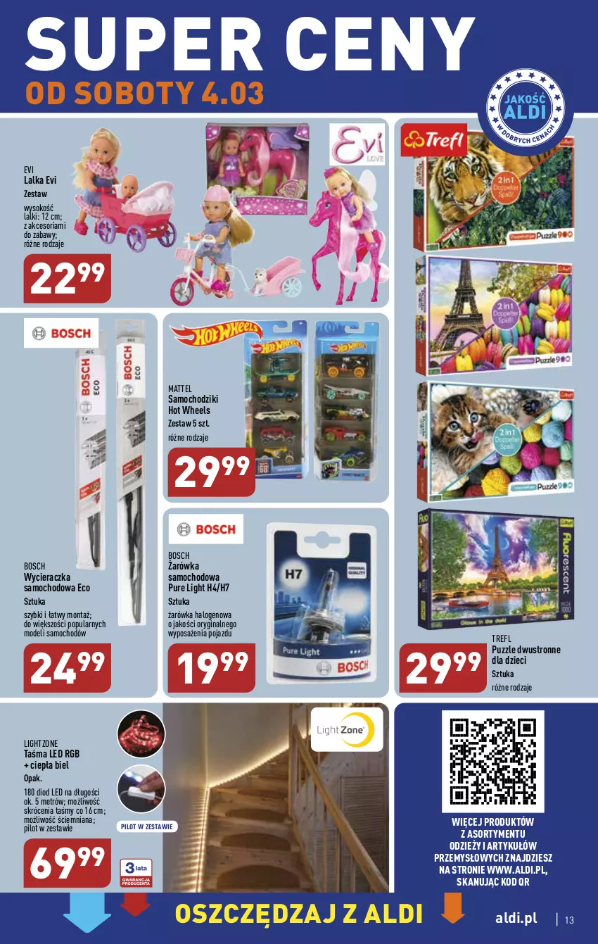 Gazetka promocyjna Aldi - COŚ na przyszły tydzień - ważna 01.03 do 04.03.2023 - strona 13 - produkty: Bosch, Chodzik, Dzieci, Gin, Halo, Hot Wheels, Lalka, Mattel, Pojazd, Pur, Puzzle, Samochodziki, Sok, Wycieraczka