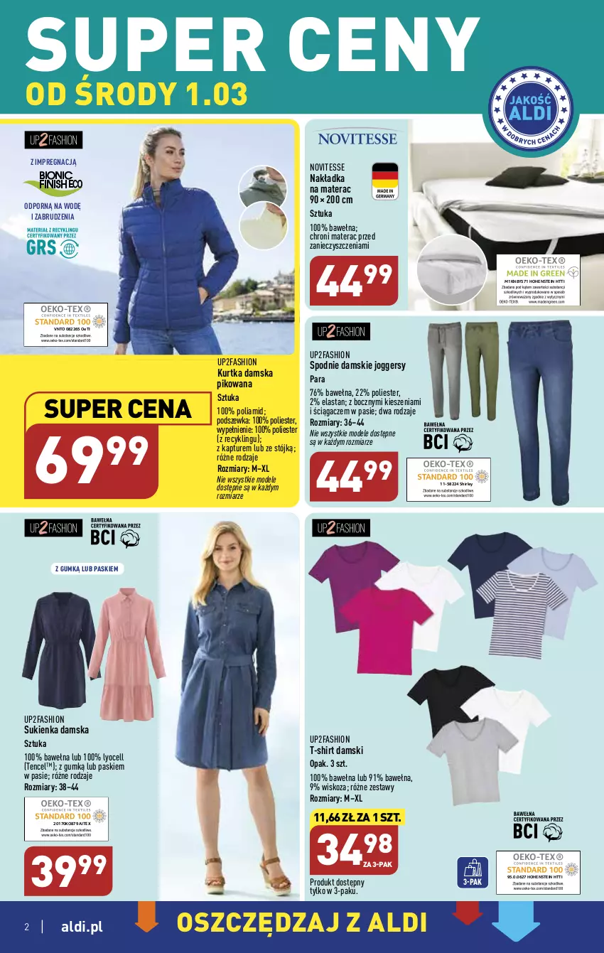 Gazetka promocyjna Aldi - COŚ na przyszły tydzień - ważna 01.03 do 04.03.2023 - strona 2 - produkty: Fa, Kurtka, Materac, Por, Spodnie, Sukienka, T-shirt, Tera, Wełna