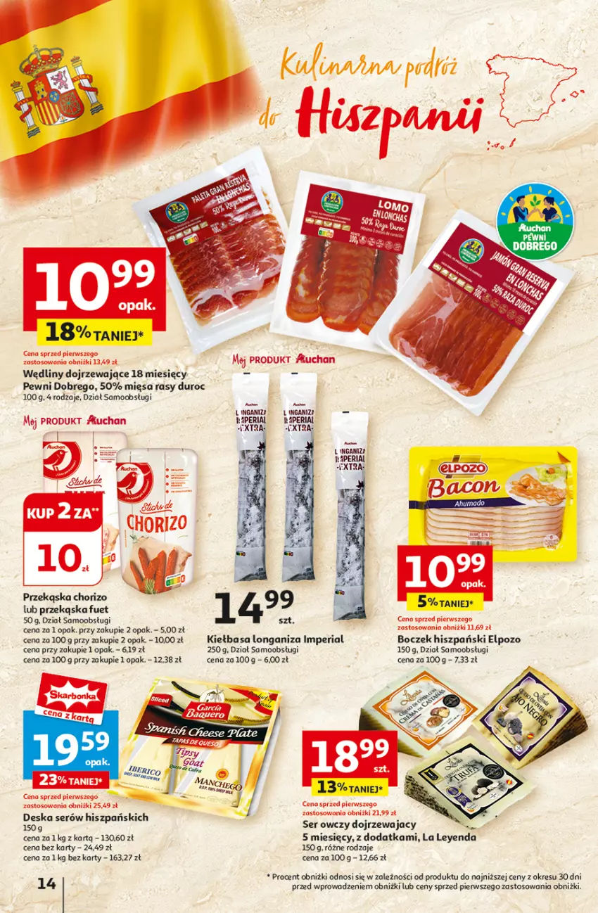 Gazetka promocyjna Auchan - Hipermarket - ważna 08.08 do 14.08.2024 - strona 16 - produkty: Boczek, Deska serów, Kiełbasa, Ser, Ser owczy