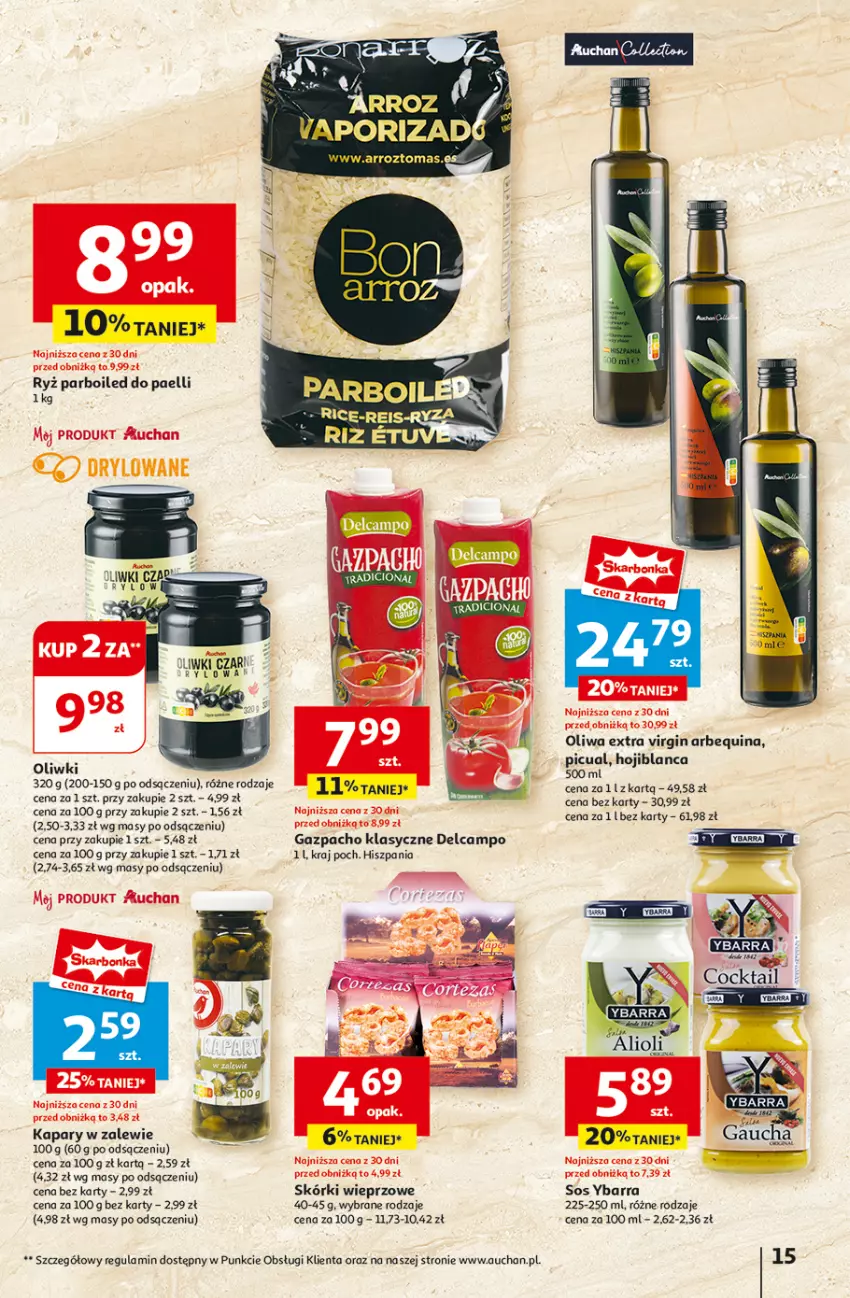 Gazetka promocyjna Auchan - Hipermarket - ważna 08.08 do 14.08.2024 - strona 17 - produkty: Gin, Kapary, Oliwa, Oliwki, Por, Ryż, Ryż parboiled, Sos