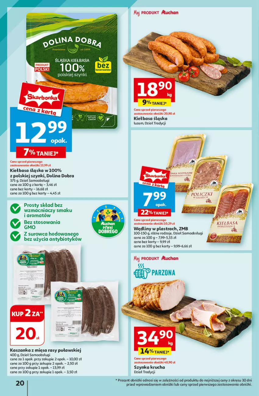 Gazetka promocyjna Auchan - Hipermarket - ważna 08.08 do 14.08.2024 - strona 22 - produkty: Kasza, Kaszanka, Kiełbasa, Kiełbasa śląska, Szynka