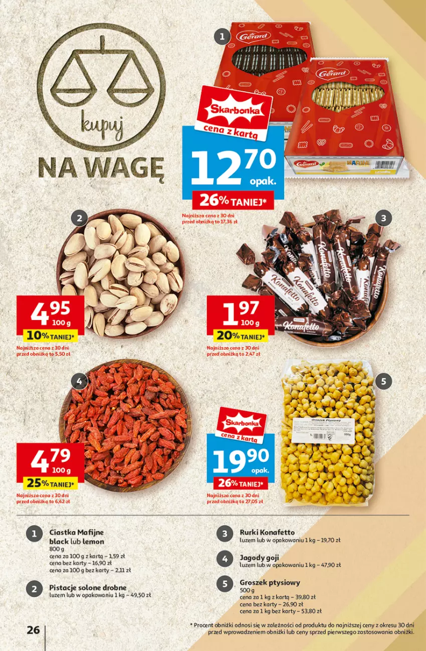 Gazetka promocyjna Auchan - Hipermarket - ważna 08.08 do 14.08.2024 - strona 28 - produkty: Ciastka, Jagody, Jagody goji, Lack, Pistacje, Rurki