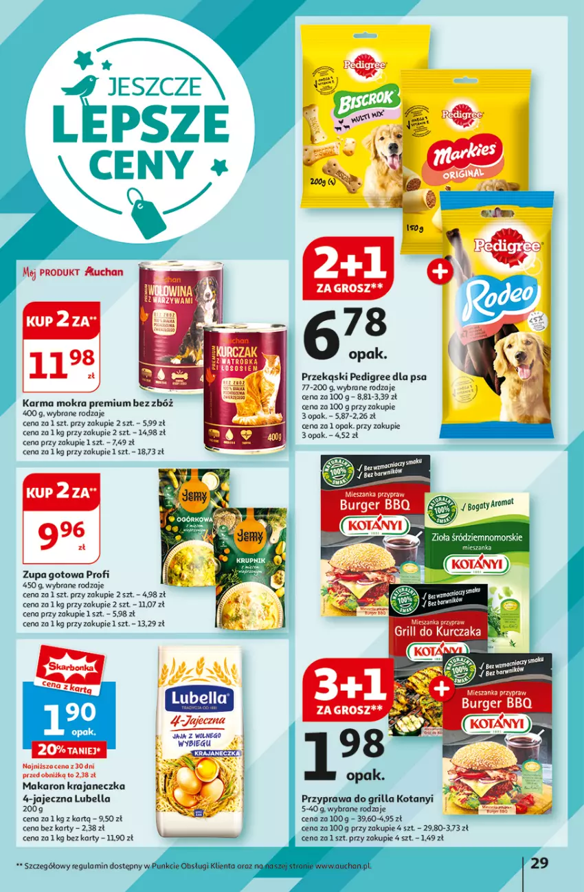 Gazetka promocyjna Auchan - Hipermarket - ważna 08.08 do 14.08.2024 - strona 31 - produkty: Bell, Bella, Burger, Grill, Jaja, Kask, Kurczak, Lubella, Makaron, Pedigree, Zupa