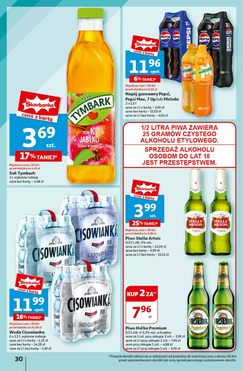 Gazetka promocyjna Auchan - Hipermarket - ważna 08.08 do 14.08.2024 - strona 32 - produkty: Cisowianka, Gra, Mirinda, Napój, Napój gazowany, Pepsi, Pepsi max, Piwa, Piwo, Sok, Tymbark, Woda