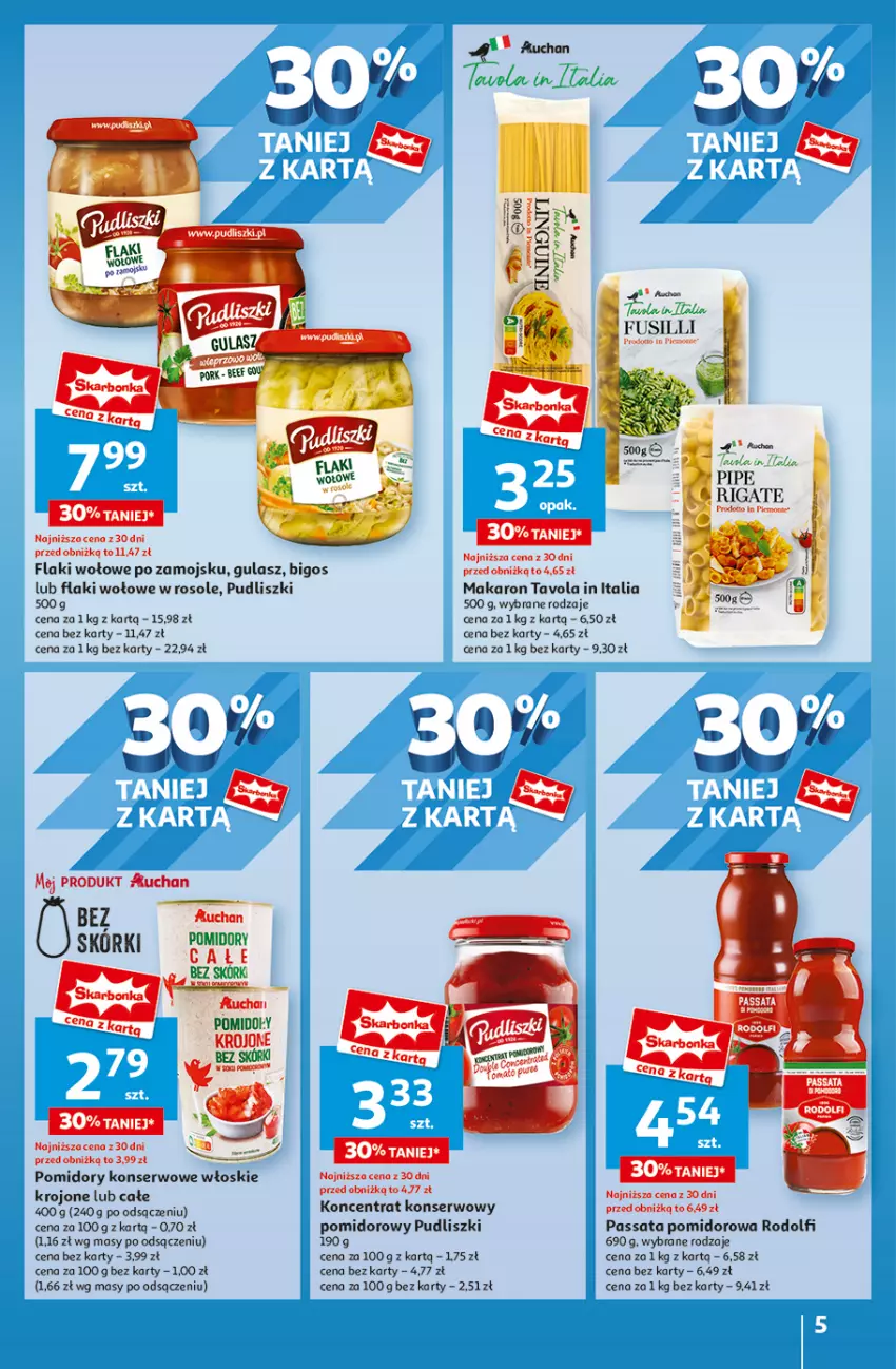 Gazetka promocyjna Auchan - Hipermarket - ważna 08.08 do 14.08.2024 - strona 5 - produkty: Bigos, Flaki, Flaki wołowe, Makaron, Odol, Pomidory, Pudliszki, Ser