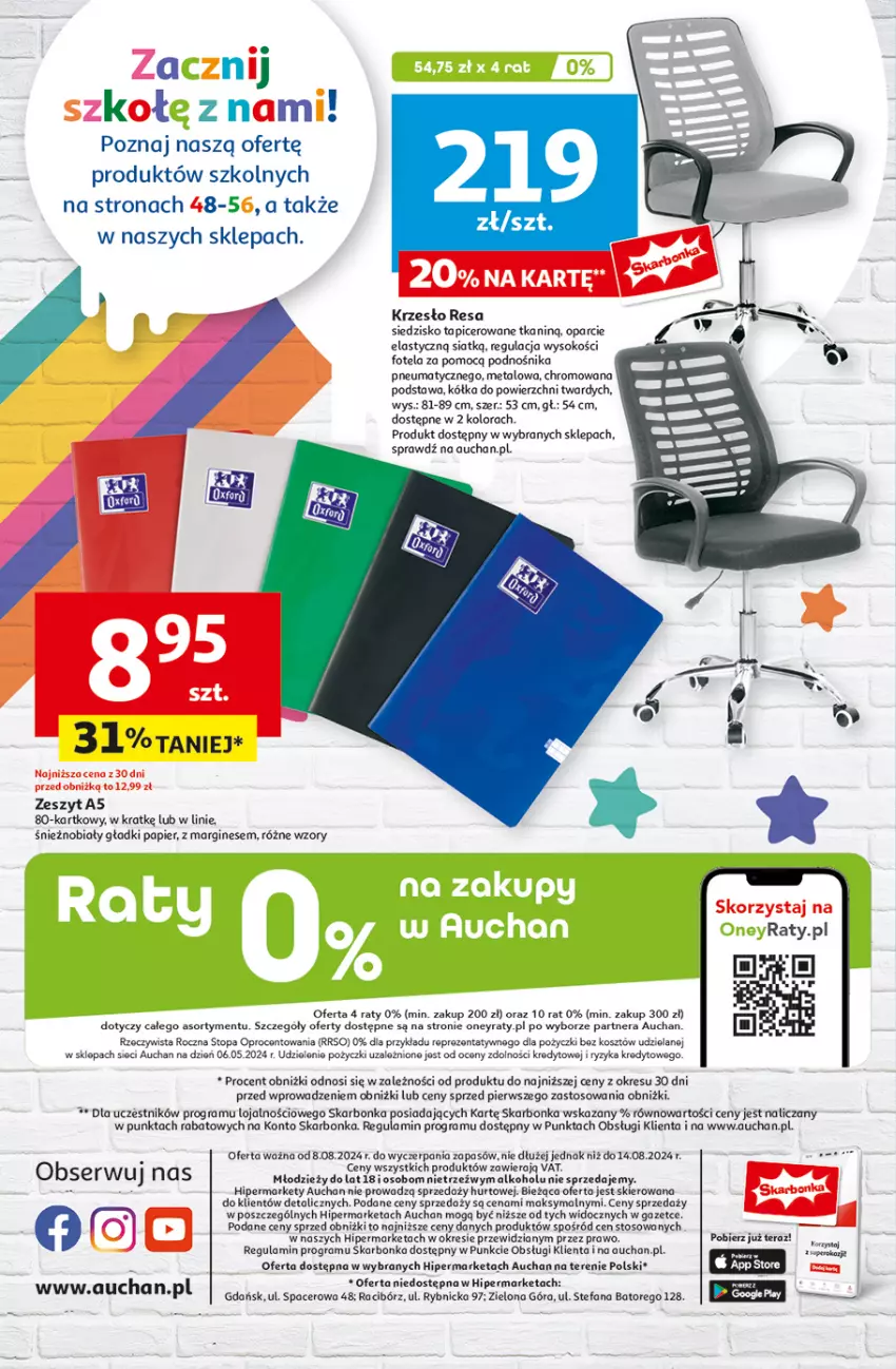 Gazetka promocyjna Auchan - Hipermarket - ważna 08.08 do 14.08.2024 - strona 64 - produkty: Acer, Fa, Fotel, Gin, Gra, Koc, Kosz, Krzesło, LANA, Papier, Siedzisko, Sok, Tera, Top