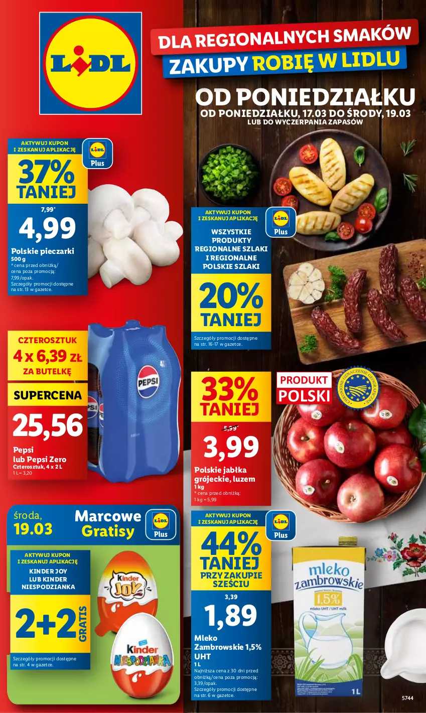 Gazetka promocyjna Lidl - GAZETKA - ważna 17.03 do 19.03.2025 - strona 1 - produkty: Gra, Jabłka, Kinder, Mleko, Pepsi, Piec