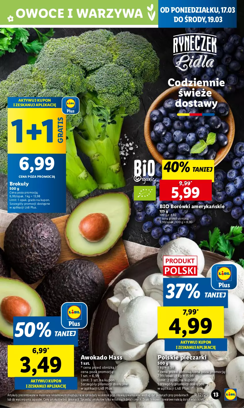 Gazetka promocyjna Lidl - GAZETKA - ważna 17.03 do 19.03.2025 - strona 13 - produkty: Brokuły, Gra, Owoce, Piec, Warzywa