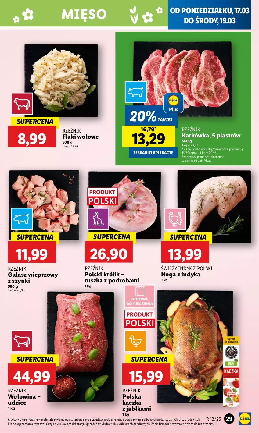 Gazetka promocyjna Lidl - GAZETKA - ważna 17.03 do 19.03.2025 - strona 29 - produkty: Flaki, Flaki wołowe, Jabłka, Kaczka, Królik, Mięso, Piec, Tusz, Wołowina